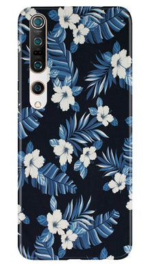 White flowers Blue Background2 Mobile Back Case for Xiaomi Mi 10 (Design - 15)