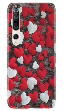 Red White Hearts Mobile Back Case for Xiaomi Mi 10  (Design - 105)