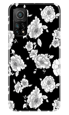 White flowers Black Background Case for Mi 10T