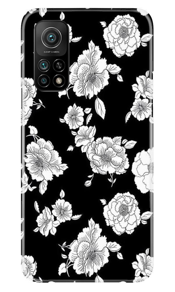 White flowers Black Background Case for Mi 10T