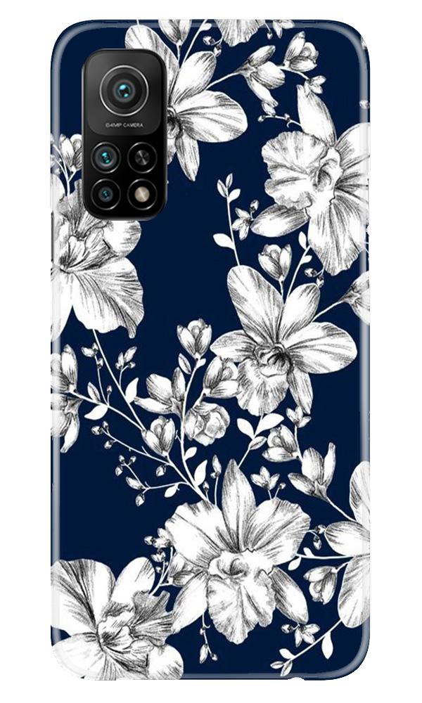 White flowers Blue Background Case for Mi 10T