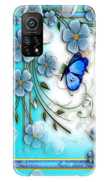 Blue Butterfly Mobile Back Case for Mi 10T (Design - 21)
