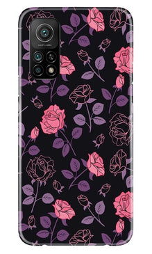 Rose Black Background Mobile Back Case for Mi 10T (Design - 27)