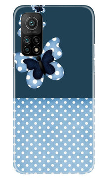 White dots Butterfly Mobile Back Case for Mi 10T (Design - 31)