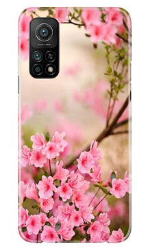 Pink flowers Mobile Back Case for Mi 10T (Design - 69)