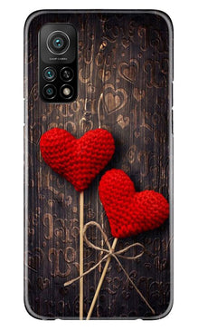 Red Hearts Mobile Back Case for Mi 10T (Design - 80)