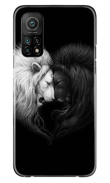 Dark White Lion Mobile Back Case for Mi 10T  (Design - 140)