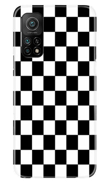 Black White Boxes Mobile Back Case for Mi 10T (Design - 372)