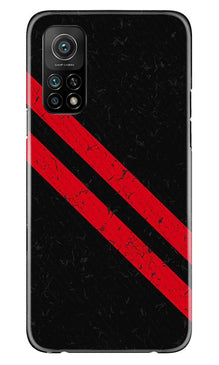 Black Red Pattern Mobile Back Case for Mi 10T (Design - 373)