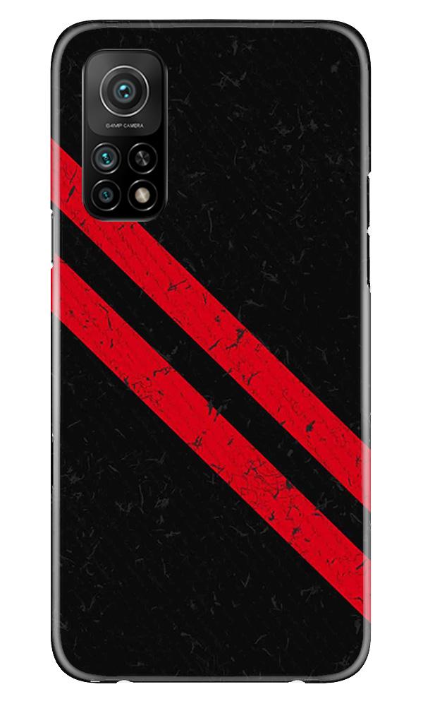 Black Red Pattern Mobile Back Case for Mi 10T (Design - 373)