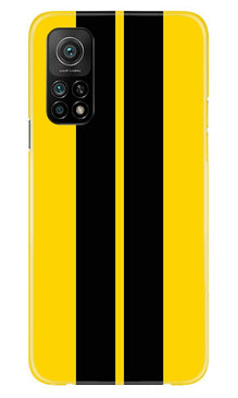 Black Yellow Pattern Mobile Back Case for Mi 10T (Design - 377)