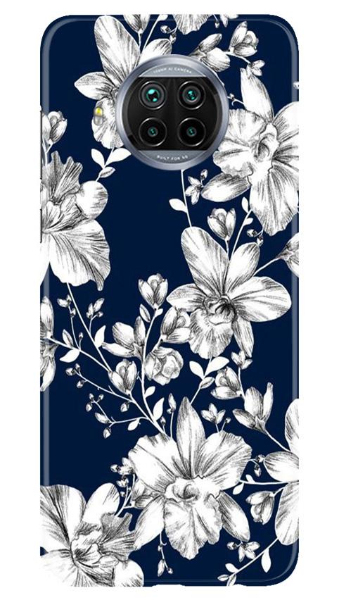 White flowers Blue Background Case for Xiaomi Mi 10i