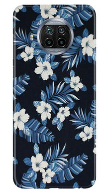 White flowers Blue Background2 Mobile Back Case for Xiaomi Poco M3 (Design - 15)
