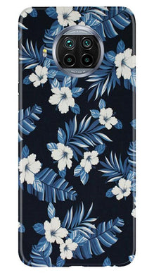 White flowers Blue Background2 Mobile Back Case for Xiaomi Mi 10i (Design - 15)