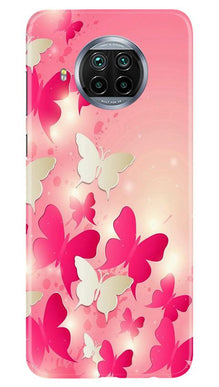 White Pick Butterflies Mobile Back Case for Xiaomi Poco M3 (Design - 28)