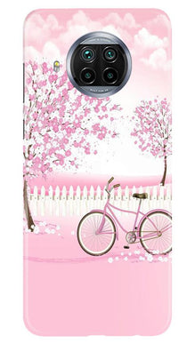 Pink Flowers Cycle Mobile Back Case for Xiaomi Poco M3  (Design - 102)