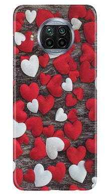 Red White Hearts Mobile Back Case for Xiaomi Mi 10i  (Design - 105)