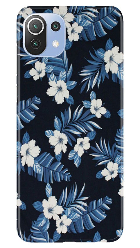 White flowers Blue Background2 Case for Mi 11 5G