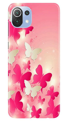 White Pick Butterflies Mobile Back Case for Mi 11 Lite 5G  (Design - 28)