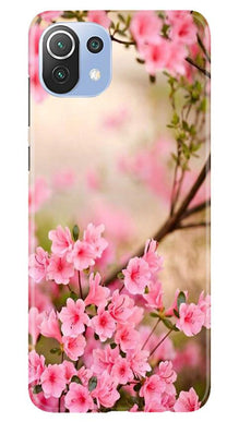Pink flowers Mobile Back Case for Mi 11 Lite 5G  (Design - 69)