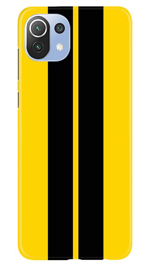 Black Yellow Pattern Mobile Back Case for Mi 11 Lite 5G (Design - 377)
