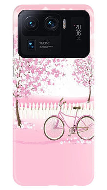 Pink Flowers Cycle Mobile Back Case for Mi 11 Ultra  (Design - 102)