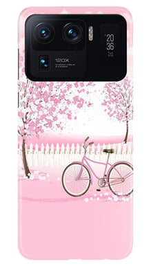 Pink Flowers Cycle Mobile Back Case for Mi 11 Ultra  (Design - 102)