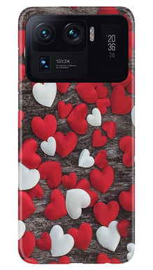 Red White Hearts Mobile Back Case for Mi 11 Ultra  (Design - 105)