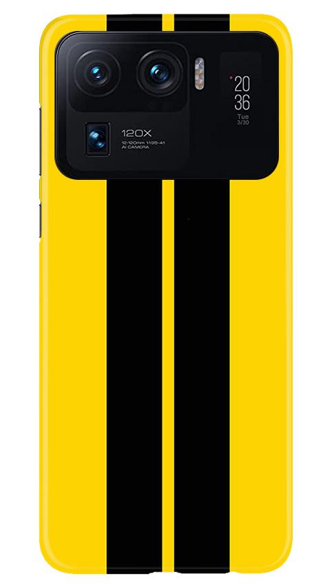 Black Yellow Pattern Mobile Back Case for Mi 11 Ultra (Design - 377)