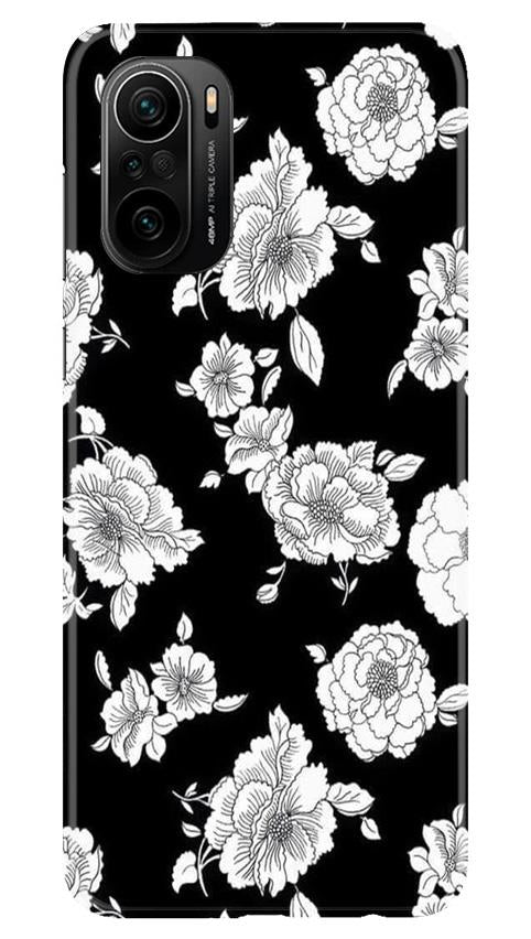 White flowers Black Background Case for Mi 11X 5G