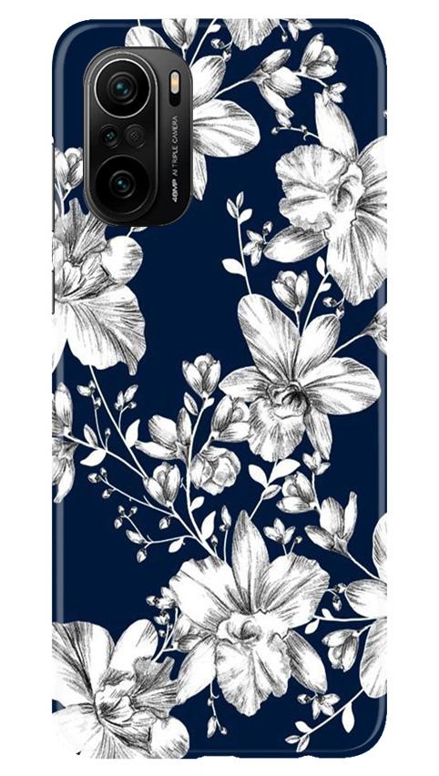 White flowers Blue Background Case for Mi 11X 5G