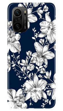White flowers Blue Background Mobile Back Case for Mi 11X 5G (Design - 14)