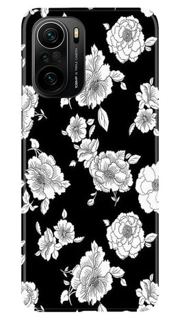 White flowers Black Background Case for Mi 11X Pro 5G