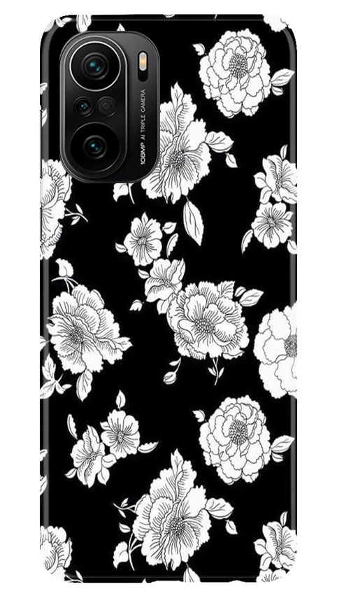 White flowers Black Background Case for Mi 11X Pro 5G