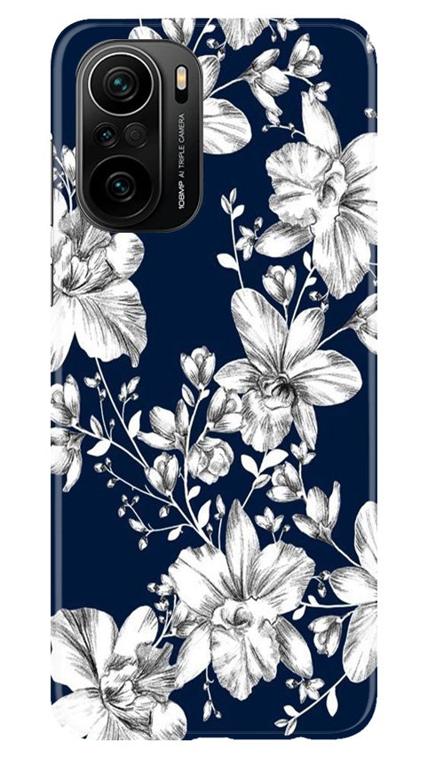 White flowers Blue Background Case for Mi 11X Pro 5G