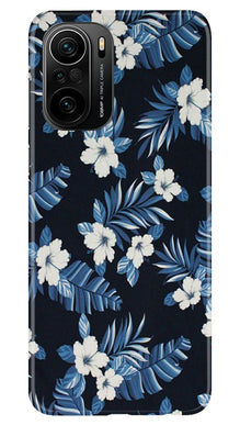 White flowers Blue Background2 Mobile Back Case for Mi 11X Pro 5G (Design - 15)