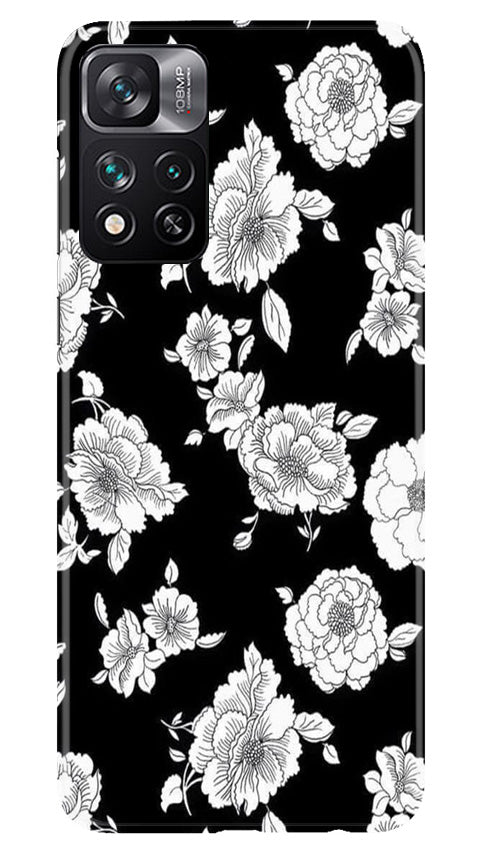 White flowers Black Background Case for Xiaomi Mi 11i 5G