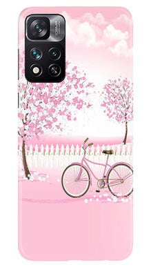 Pink Flowers Cycle Mobile Back Case for Xiaomi Mi 11i 5G  (Design - 102)