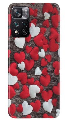 Red White Hearts Mobile Back Case for Xiaomi Mi 11i 5G  (Design - 105)
