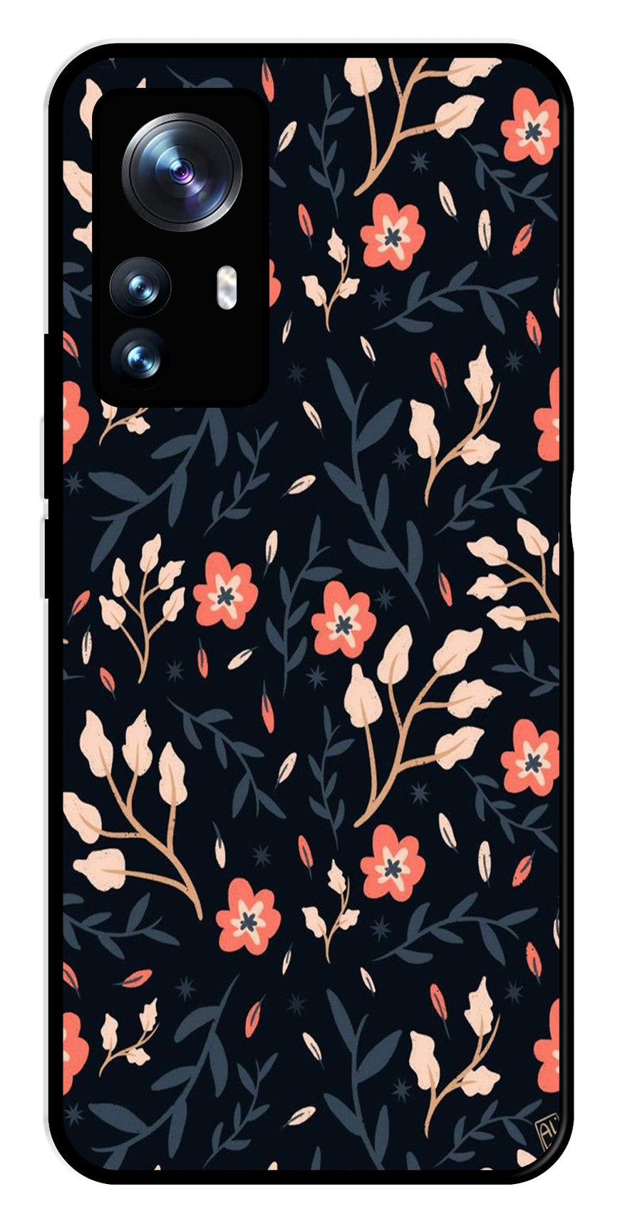 Floral Pattern Metal Mobile Case for Xiaomi 12 Pro 5G   (Design No -10)