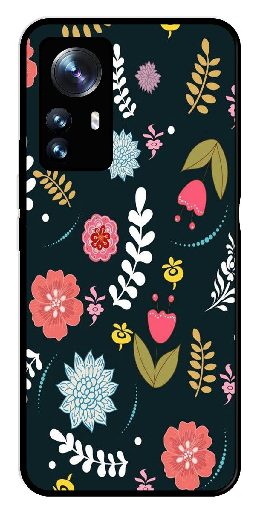 Floral Pattern2 Metal Mobile Case for Xiaomi 12 Pro 5G   (Design No -12)