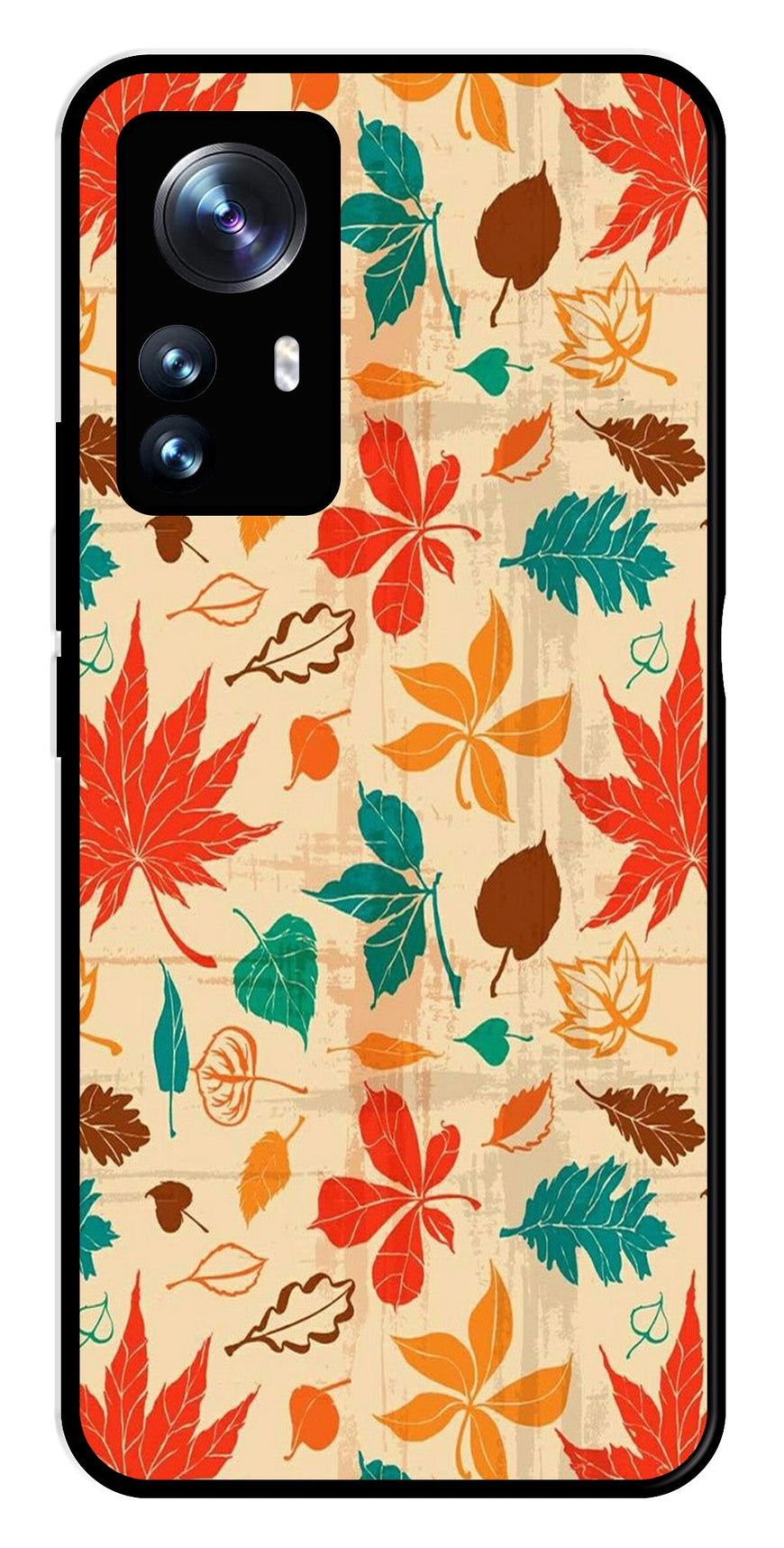 Leafs Design Metal Mobile Case for Xiaomi 12 Pro 5G   (Design No -14)
