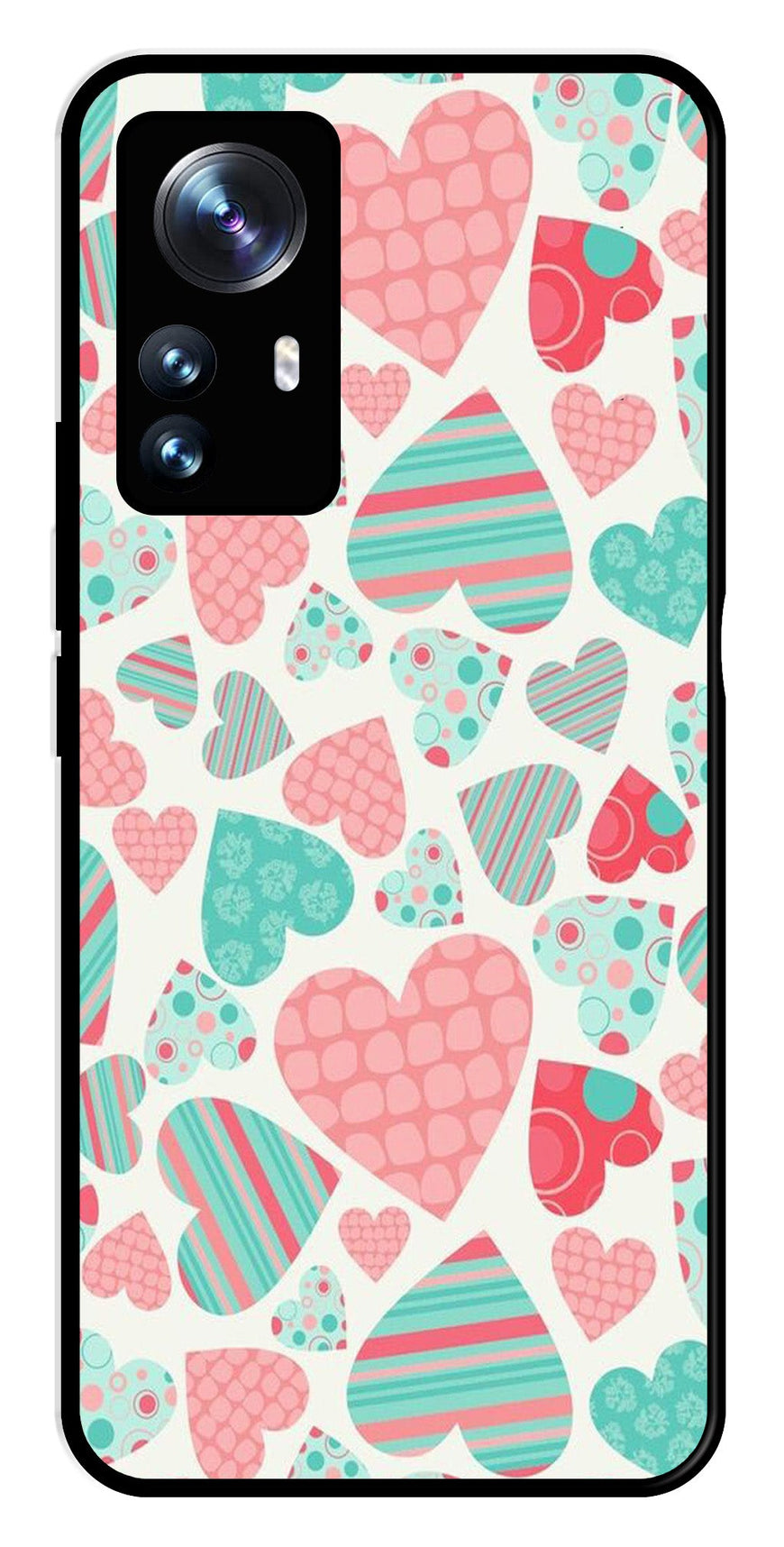 Hearts Pattern Metal Mobile Case for Xiaomi 12 Pro 5G   (Design No -22)