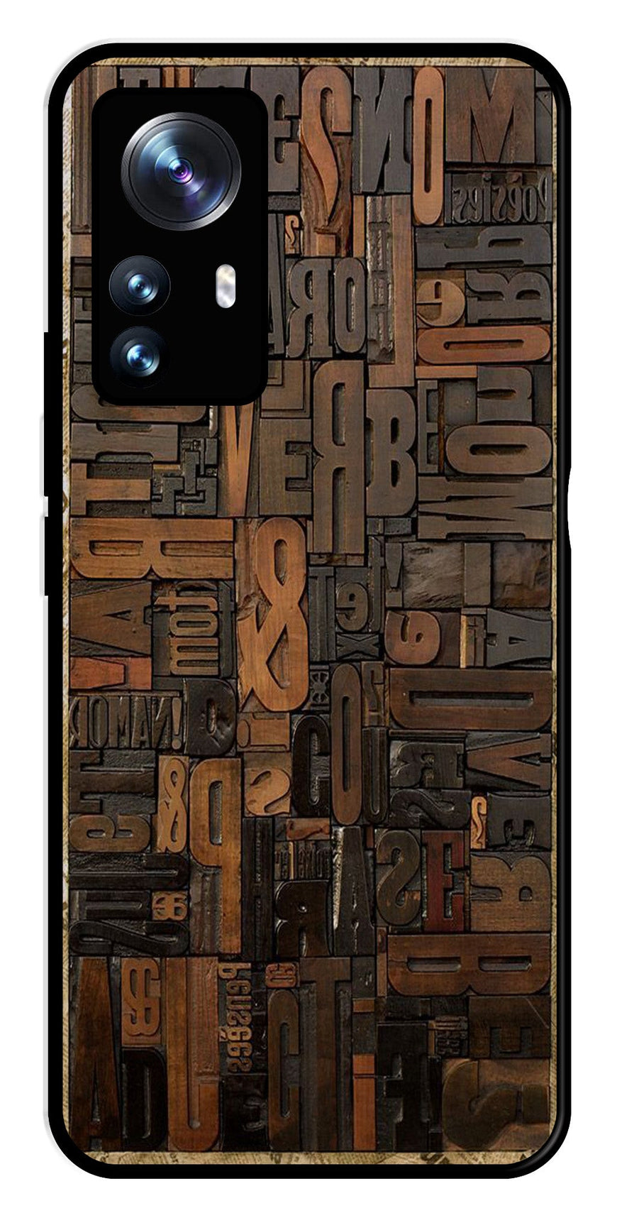 Alphabets Metal Mobile Case for Xiaomi 12 Pro 5G   (Design No -32)