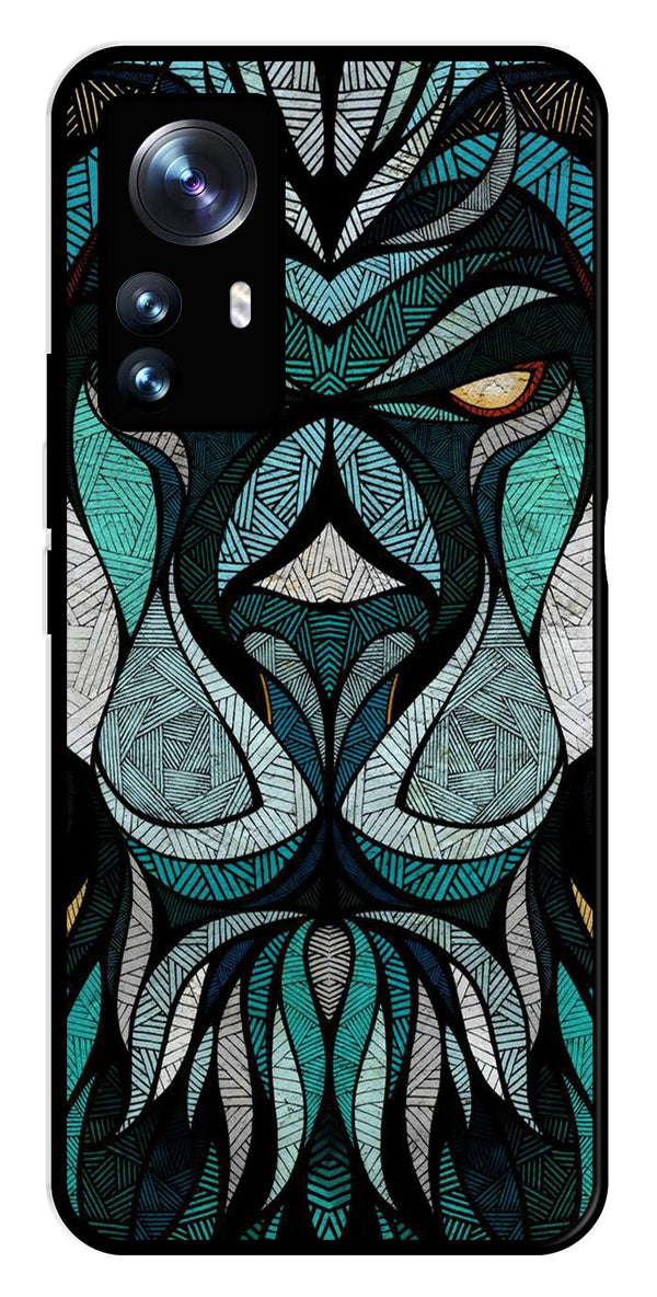 Lion Pattern Metal Mobile Case for Xiaomi 12 Pro 5G   (Design No -40)