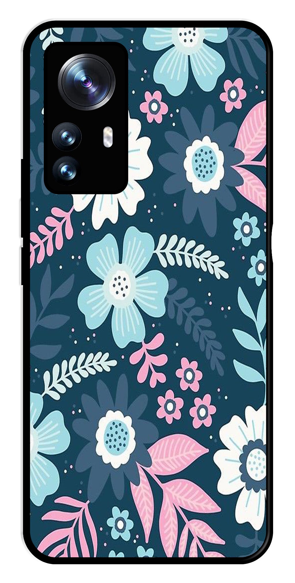 Flower Leaves Design Metal Mobile Case for Xiaomi 12 Pro 5G   (Design No -50)