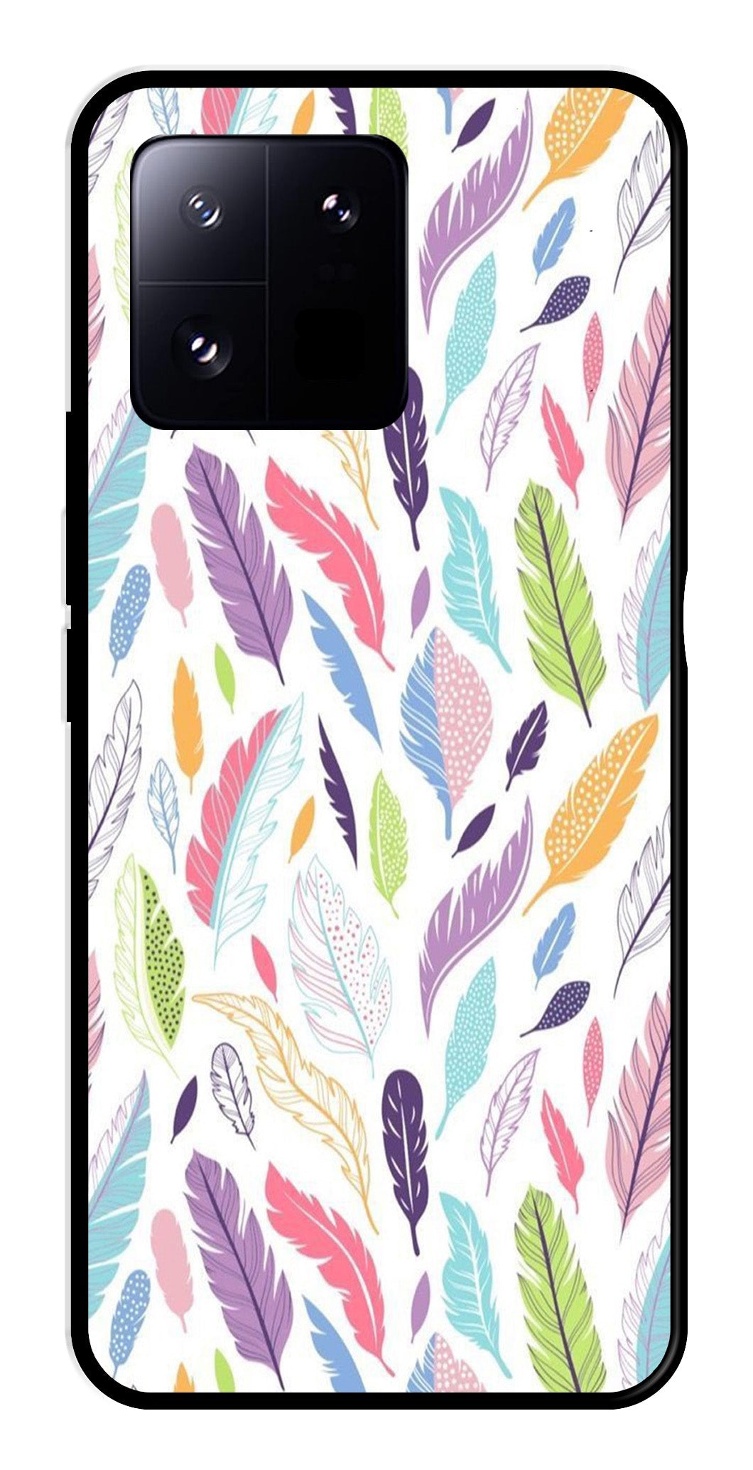 Colorful Feathers Metal Mobile Case for Xiaomi 13 Pro 5G   (Design No -06)