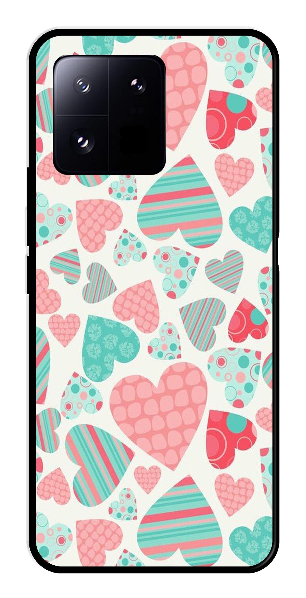 Hearts Pattern Metal Mobile Case for Xiaomi 13 Pro 5G   (Design No -22)