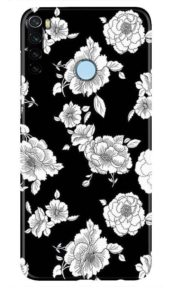 White flowers Black Background Case for Xiaomi Redmi Note 8