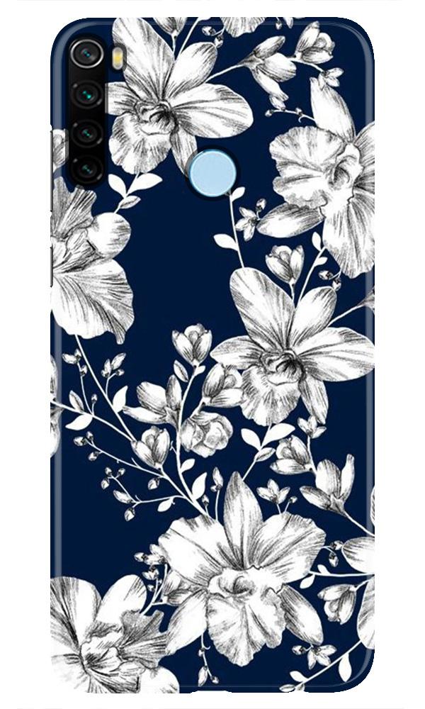 White flowers Blue Background Case for Xiaomi Redmi Note 8